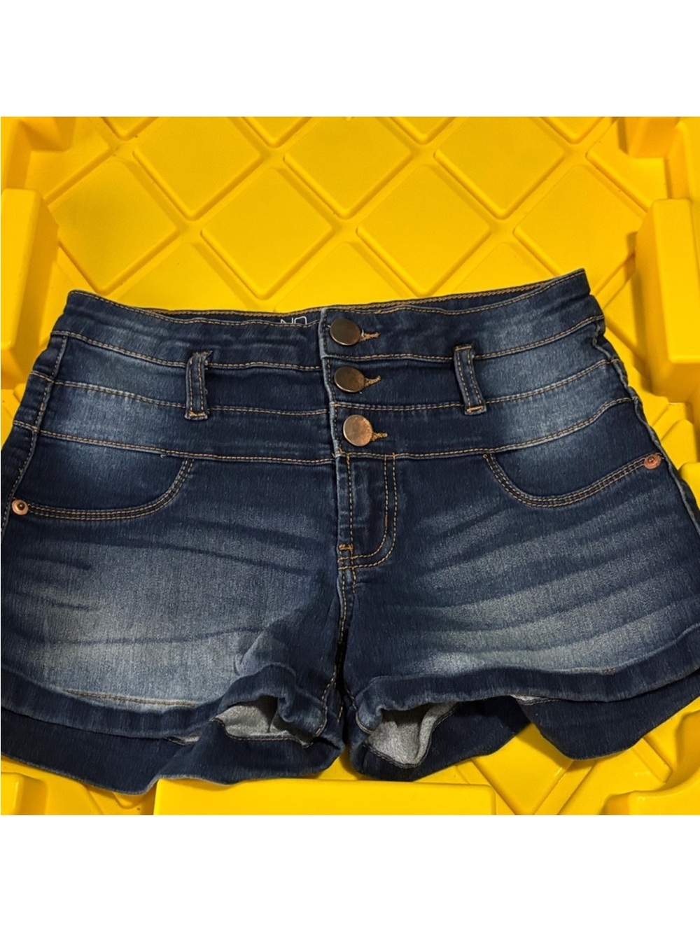 NOBO Dark Blue High Waist Triple-Button Denim Shorts